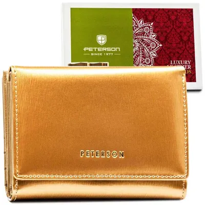 Image de Peterson | Porte-monnaie mode pour femme, en cuir verni, or, 12.5x9 cm
