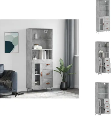 Produktbild von vidaXL Highboard Betongrau 69,5x34x180 cm Holzwerkstoff -  Sideboards