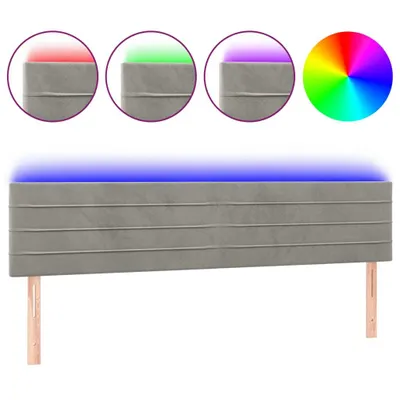 Zdjęcie produktu dla Zagłówek Do Łóżka Z Led, Jasnoszary, 180X5X78/88 Cm, Aksamit Lumarko!