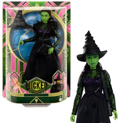 Obrázok produktu pre Bábika Elphaba Wicked Mattel, s príslušenstvom, odnímateľným oblečením, HXT62, kĺbová bábika