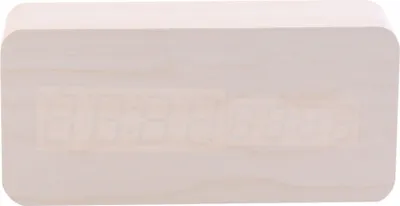 Immagine prodotto di Sveglia elettrica digitale a LED con controllo del volume e visualizzazione della temperatura - orologio da tavolo in legno (legno bianco + luce bianca)