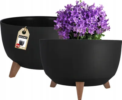 Zdjęcie produktu dla KADAX Doniczka Osłonka misa Wkład 40cm Czarna 2szt