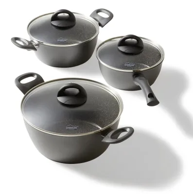 Produktbild von STONELINE® CERAMIC Keramik Kochgeschirr-Set 6-teilig 18/20/24 | mit Deckeln