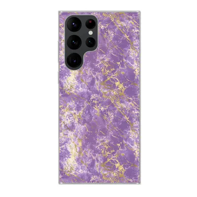 Produktbild von MuchoWow® Handyhülle Schutzhülle Hülle für Samsung Galaxy S22 Ultra Marmor - Lila - Gold - Muster Silikon Softcase Handy Hülle - Abbildung