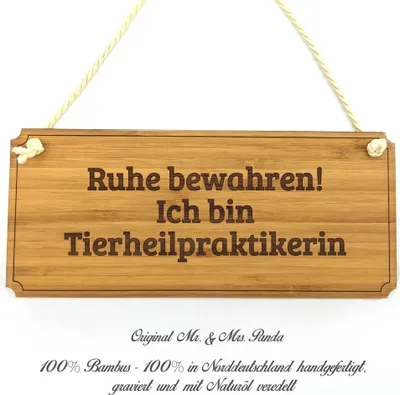 Produktbild von Mr. & Mrs. Panda Praxisschild Tierheilpraktikerin - Geschenk, Wegweiser, Shabby, Graviert, Infotafel, Reklameschild, Schild, Holzschild, Landhaus, Türschild, Geschenkidee