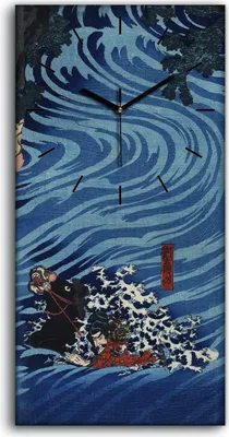 Produktbild von Wandkunst Leinwand Bild Uhr Geräuschlos 30x60 Malerei Abstrakte Asiatische Fluss - schwarze Hände