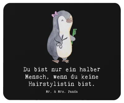 Produktbild von Mr. & Mrs. Panda Mousepad Hairstylistin Herz - Schwarz - Geschenk, Friseursalon, Spruch, Mauspad, Lustig, Mouse Pad, laptop, Beruf, mousematte, Witzig, pc