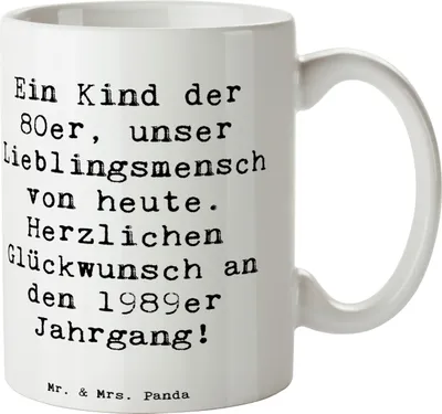 Produktbild von Mr. & Mrs. Panda Tasse Spruch 1989 Geburtstag - Weiß - Geschenk, Herzlichen Glückwunsch, Geschenktasse, Happy Birthday, Geburtsjahr, Becher, Trinkbecher, Teetasse, Alter