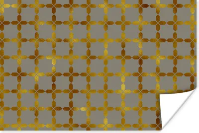 Produktbild von MuchoWow® Poster Muster - Gold - Quadratisch - Grau 60x40 cm - Schlafzimmerdekoration