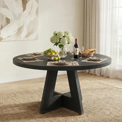 Obrázek produktu pro Stůl Lailang, rozměry 120 cm, kulatý jídelní stůl, industriální design, dřevěný jídelní stůl, jídelní stůl pro 4 osoby, moderní jídelní stůl, rozměry 120 x 120 x 75 cm, barva: [Barva]