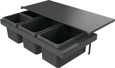 Produktbild von Naber 8013387 Abfallsammler Cox Stand-UP® 250 S/900-4 ohne Biodeckel, anthrazit, 38 (2x13/2x6) Liter / 90 cm Schrankbreite