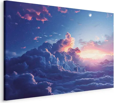 Produktbild von Vlies Leinwandbild - Night Concert in the Mountains: Clouds Illuminated by the Last Rays of the Sun 30x20 cm Muster b-H-10031-b-a