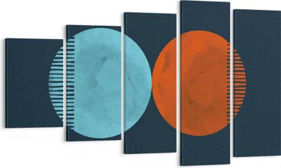 Produktbild von Bild auf Leinwand - Leinwandbild - 5 Teile - Abstraktion Blau Rot - 100x60cm - Wand Bild - Wanddeko - Wandbilder - Leinwanddruck - Bilder - Wanddekoration - Leinwand bilder - Wandbild - EG100x60-4720