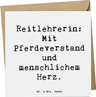 Produktbild von Mr. & Mrs. Panda Klappkarte Spruch Reitlehrerin Herz - Weiß - Geschenk, Berufsgestaltung, Glückwunschkarte, Berufe, Grußkarte, Reitausbildung, faltkarte, anlasskarte