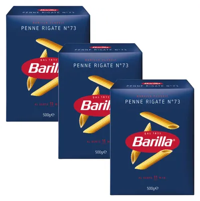 Image de Barilla Pâtes Penne Rigate numéro 73 Pâtes de blé dur, paquet de 3