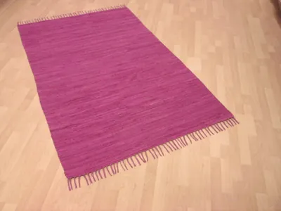 Produktbild von Teppich Fleckerl Fleckerlteppich Handwebteppich UNI Baumwolle Handweb Waschbar Farbe: Beere Größe: ca. 80x150 cm