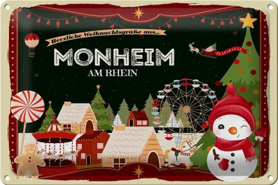 Produktbild von Blechschild Weihnachten Grüße MONHEIM AM RHEIN 30x20cm