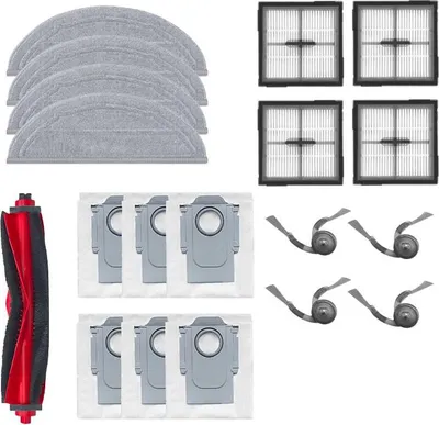 Produktbild von Mobilly Set mit Bürsten, Filtern, Mops und Beuteln für Roborock Q10 S5 S5+ VF VF+ V V+, 19 Stück