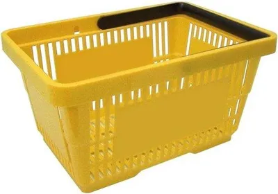 Productafbeelding van Stapelbare Kunststof Winkelmandjes met Handvatten - 20 Liter - Geel
