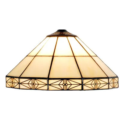 Produktbild von LumiLamp 5LL-3087 Lampenschirm Tiffany Ø32x16 cm Beige Glas Dreiecksmuster