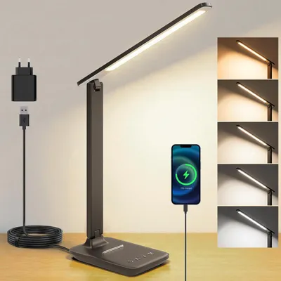 Image de Lampe de bureau LED UPXNBOR, avec variateur d'intensité et port de charge USB-A