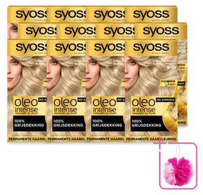 Obrázek produktu pro 12 kusů barvy na vlasy Syoss Oleo Intense 9-10 – zářivá blond – bez amoniaku – výhodný balení – 12 kusů