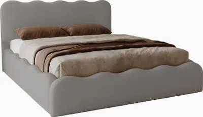 Obrázek produktu pro Manželská postel s úložným prostorem 140x200 Wave - Velvet, rošt - čalouněná postel 140 x 200 cm šedá