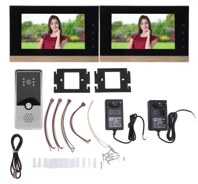 Imagen del producto de Sistema de intercomunicación por video, con cable, sensor HD-CMOS, desbloqueo con un solo botón, videoportero con pantalla táctil de 7 pulgadas para el hogar