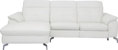Produktbild von Ecksofa LISMORE mit elektrischer Relaxfunktion in Büffelleder - Weiß - Linkes Ecksofa
