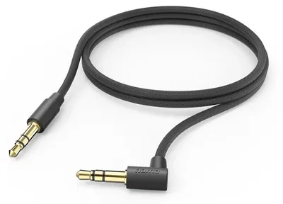 Zdjęcie produktu dla HAMA Kabel Aux Audio, Jack 3,5 mm - Jack 3,5 mm, Ktowy 90, 1,0 m, Czarny