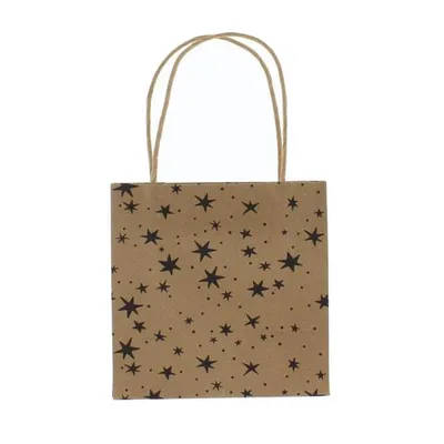 Produktbild von Geschenktasche Sterne - braun/schwarz - ca. 16 x 8 x 16 cm