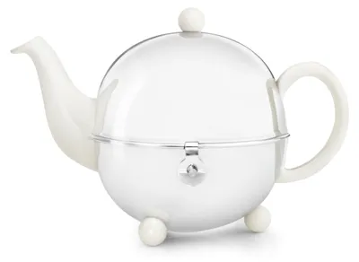 Teekanne Cosy mit Teesieb, Weiß, 0,9 L, Keramik & Edelstahl