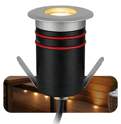 Produktbild von SSC-LUXon JAVO Mini Bodeneinbaustrahler Aussen 230V Boden Spots LED warmweiß - Boden Einbauleuchte IP67 Silber Aluminium Ø 47mm