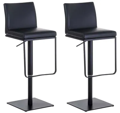 Produktbild von CLP 2er Set Barhocker Panama Kunstleder höhenverstellbar und drehbar schwarz Gestell Farbe schwarz