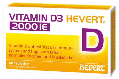 Zdjęcie produktu dla Witamina D3 Hevert 2000 j.m. w tabletkach, 60 tabletek