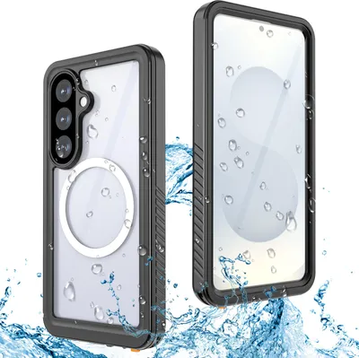 Image de Étui étanche pour Samsung Galaxy S26, compatible avec MagSafe, étanche à la poussière et à la neige, étui de protection complet IP68 avec film de protection d'écran intégré, noir