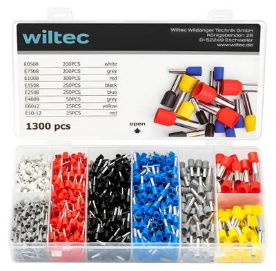 Obrázek produktu pro Sada konektorů Wiltec, 1300 kusů, pro kabely o průřezu 0,5-10 mm², izolované, konektory pro připojování vodičů, jednodílné a dvoudílné konektory