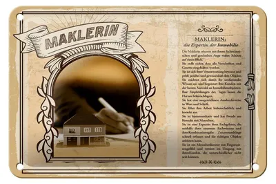 Produktbild von Blechschild Berufe 18x12cm Maklerin Expertin Immobilien Dekoration