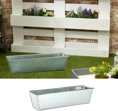 Produktbild von Pflanzkasten 2er Set aus Zink für Europaletten Paletten Pflanzkübel 38x13x9 cm
