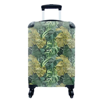 Produktbild von MuchoWow® Koffer Handgepäck Trolley Rollkoffer Kleine Reisekoffer mit 4 Rollen - Tropisch - Grün - Blatt - Cabin Size < 55x40x23 cm & 55x40x20 cm - Fotokoffer - Kabinenkoffer - Boardgepäck - Reise-Box - Reisekoffer - Reisegepäck - Koffer mit Bild - Trolley für Kinder