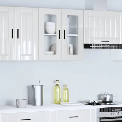 Produktbild von vidaXL Küchen-Hängeschrank mit Glastür Porto Hochglanz-Weiß