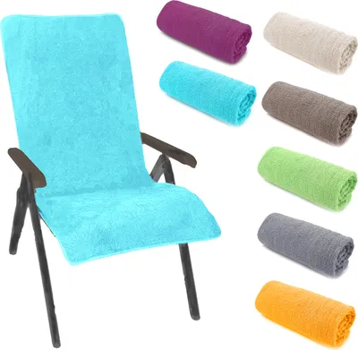 Produktbild von heimtexland Stuhlauflage Hochlehner Frottier, Aqua, 60 x 130 cm, Hygiene Schonbezug aus PolyBaumwolle, für Gartenstuhl, Schwimmbad, Sauna, Fitnessstudio, Typ772