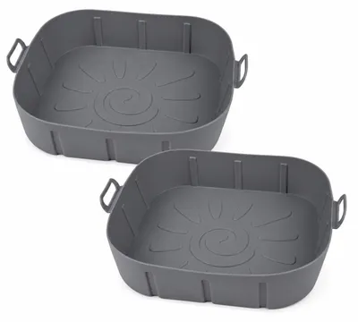 Immagine prodotto di Confezione da 2 stampi in silicone per friggitrici ad aria - 21x21x7 cm, senza BPA - Stampi quadrati per friggitrici ad aria, riutilizzabili, resistenti al calore fino a 230 °C, Immagine generata dall'IA
