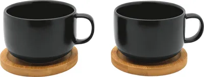 Produktbild von BREDEMEIJER Teebecher Umea mit Untersetzer 250ml 2er Set schwarz