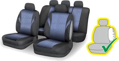 Produktbild von Compass Accessories Sitzschonbezug Sitzbezüge Set Vorne und Hinten Polyester Blau Schwarz