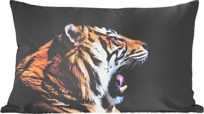 Produktbild von MuchoWow® Zierkissen Sofakissen Wohnzimmer Dekokissen 50x30 cm Tiger - Tiere - Porträt - Wohnzimmerdekoration - Polster mit Photo