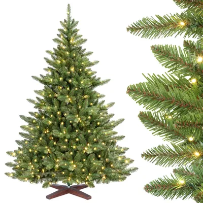 Image de Sapin de Noël artificiel - Sapin de Noël - 210 cm - 1380 branches - 380 LED blanc chaud avec éclairage