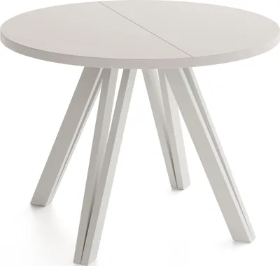 Produktbild von Runder Esstisch Ausziehbar 100–140 cm mit Holzbeinen aus Buchenholz in Kaschmir – Moderner Ausziehtisch für Esszimmer, Küche und Wohnzimmer – Tisch für 4–8 Personen – Kaschmir