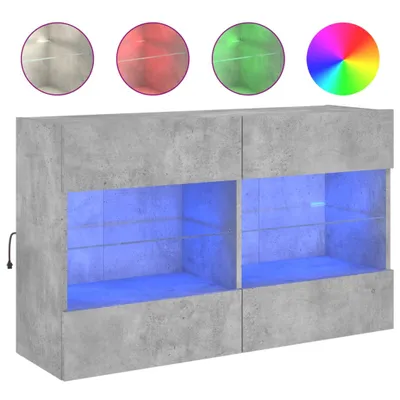 Produktbild von vidaXL TV-Wandschrank mit LED-Leuchten Betongrau 98,5x30x60,5 cm