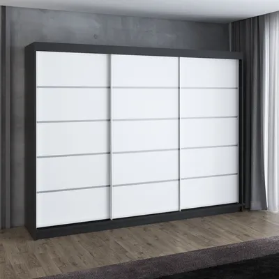 Produktbild von Schwebetürenschrank FLIX 3-türig Schrank 200 cm (Weiß, Schwarz, Sonoma)